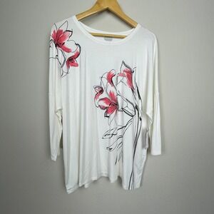 NWT Chico's XL‎ Floral Tee Shirt Touch of Cool Casual Drop Shoulder